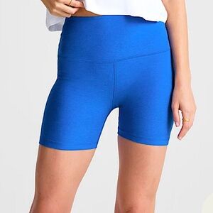 Beyond Yoga Women’s Blue Spacedye Keep Pace 5" Athletic Workout Shorts Medium